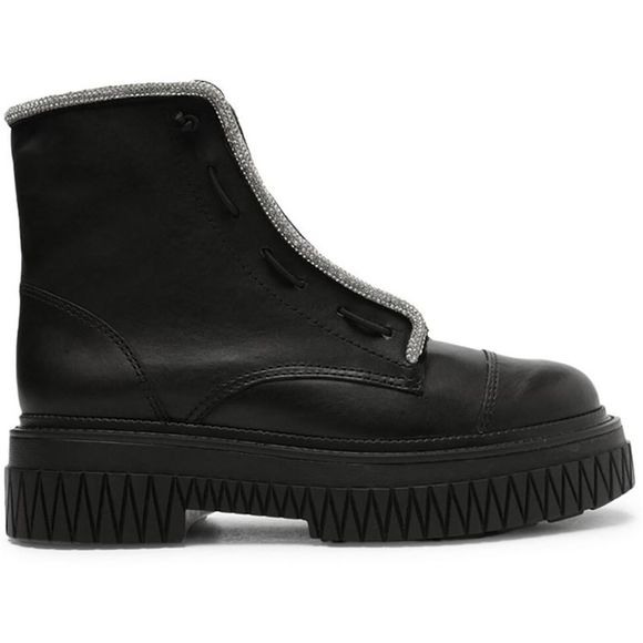 Schutz Womens AMIRAH Black Faux Leather Lug Sole Block Chunky Combat Boots - Picture 4 of 13